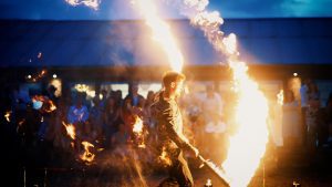 Fire Performer Wedding Video Cornwall The Green